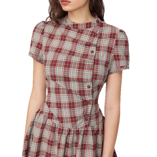 Damen Minikleid mit Knopfdetails und gerafftem Schnitt EB