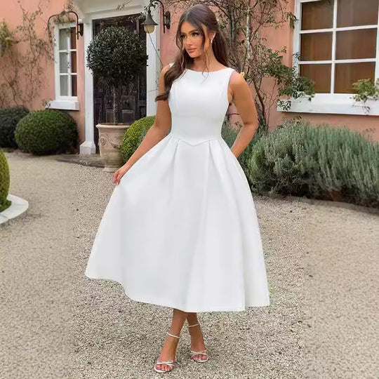 Damen Elegantes Maxikleid mit ausgestellten Ärmeln und raffiniertem Rock EB