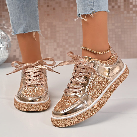 Damen Glitzernde Sneakers mit atmungsaktivem Innenfutter EB