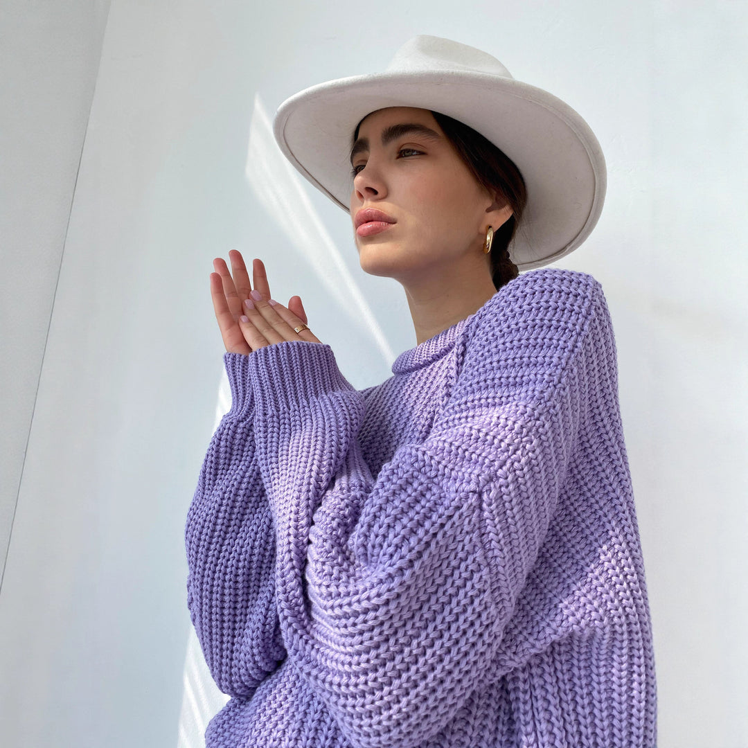 Damen Casual Strickpullover mit strukturiertem Design und überschnittenen Schultern EB