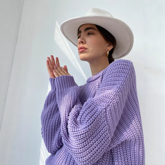 Damen Casual Strickpullover mit strukturiertem Design und überschnittenen Schultern EB