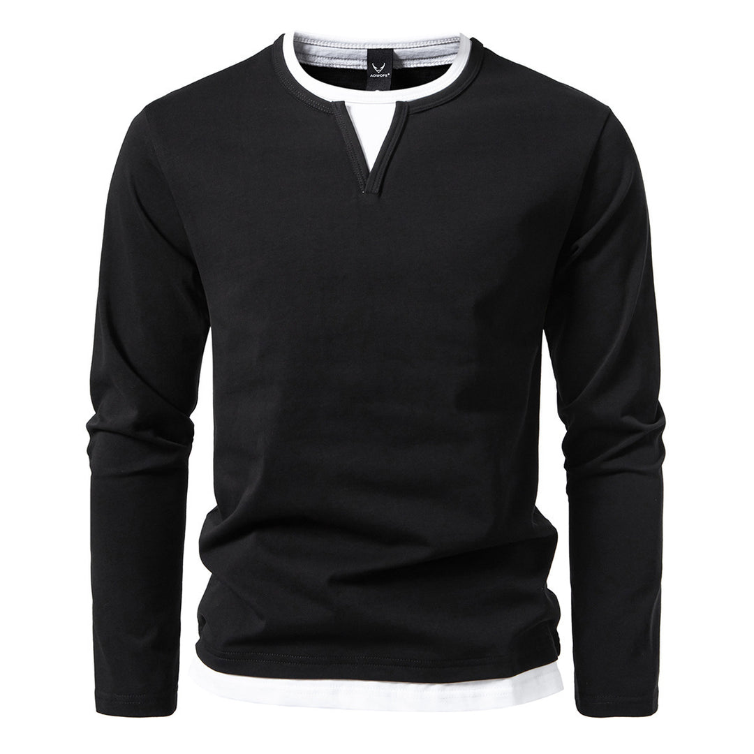 Herren langärmliges T-Shirt mit modernem V-Ausschnitt und auffälligen Akzenten EB