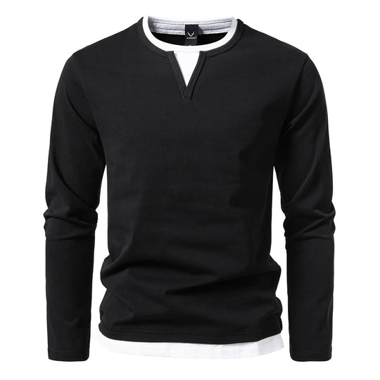 Herren langärmliges T-Shirt mit modernem V-Ausschnitt und auffälligen Akzenten EB