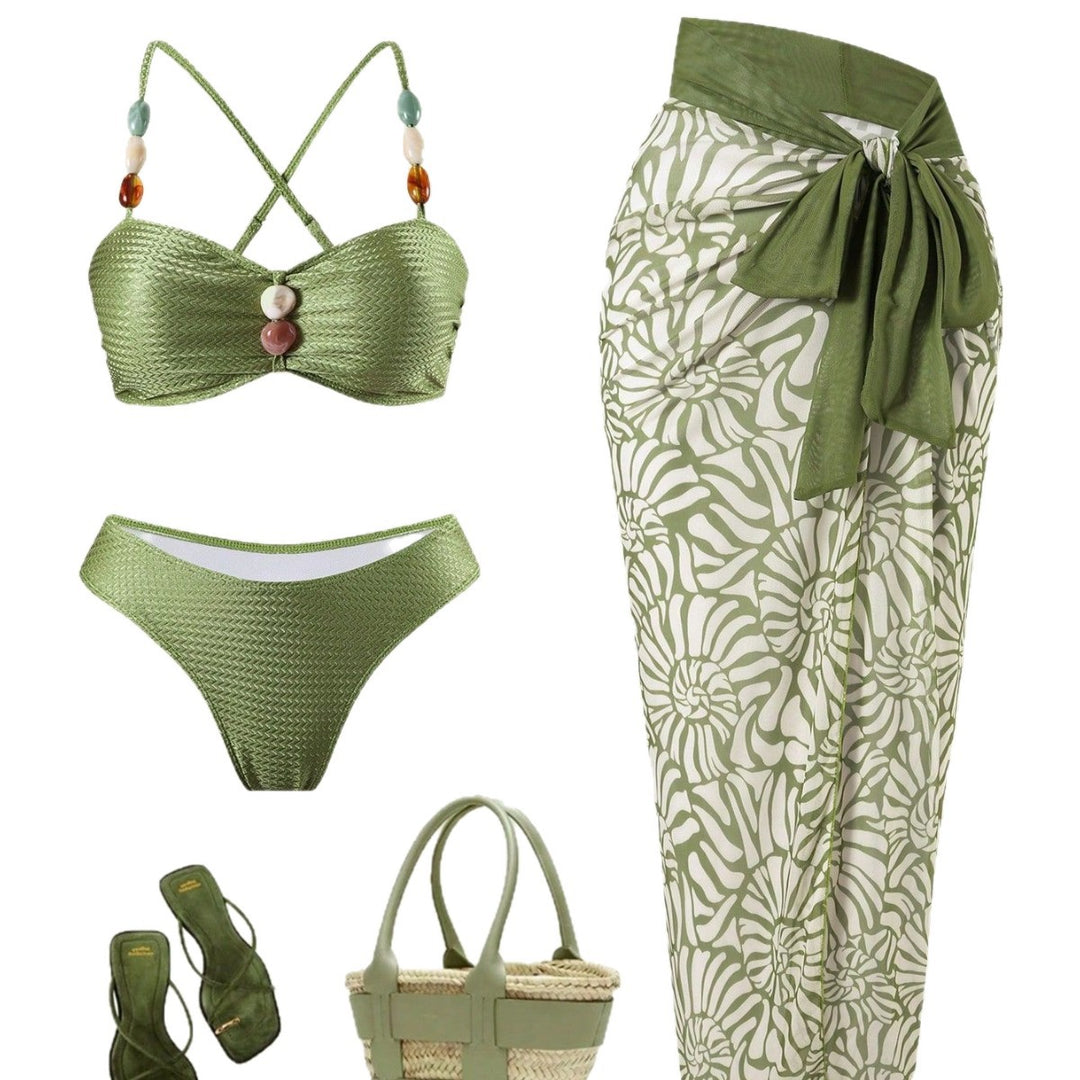 Damen Eleganter Beachwear mit floralem Überrock EB