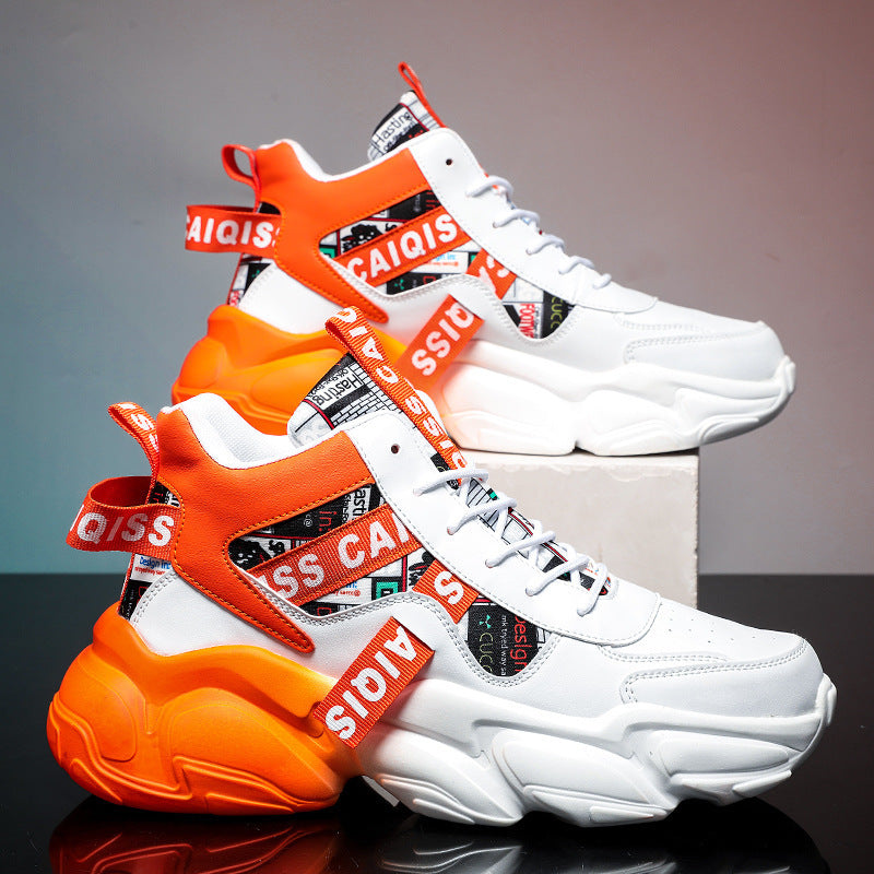 Herren futuristische High-Top Plateausneaker mit gemustertem Textil-Mix, gepolstertem Knöchelkragen und skulpturierter EVA-Sohle EB