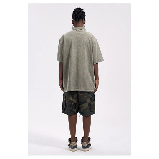 Herren nan Cargo-Shorts im Camouflage-Ripstop mit Elastikbund, Tunnelzug und Reißverschlusstaschen EB