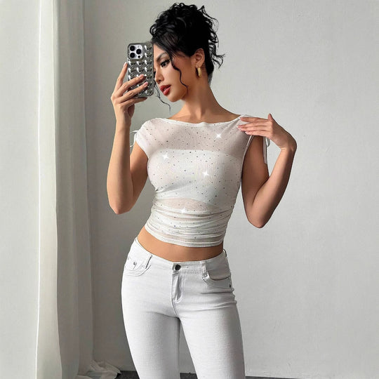 Damen Funktionsshirt mit Glitzerakzenten und verstellbaren Trägern EB