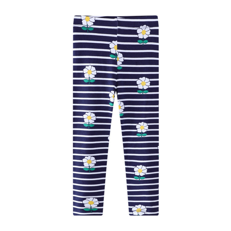 Mädchen Leggings mit floralem und gestreiftem Design EB