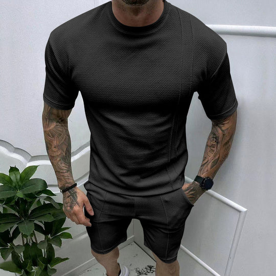 Herren Sportliches Kurzarm-Set mit innovativem Texturdesign und praktischen Eingrifftaschen EB