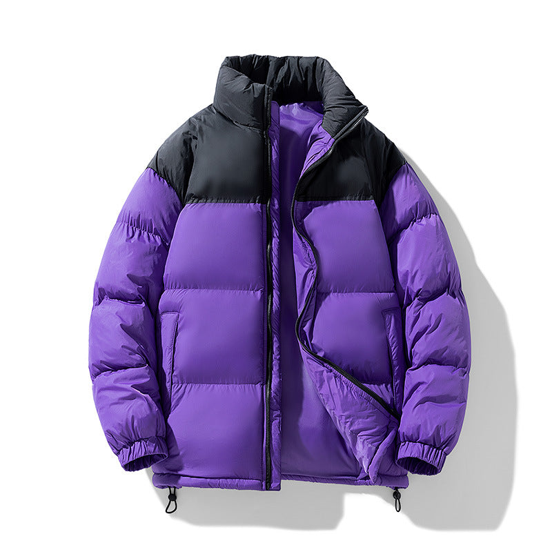 Herren gesteppte Thermo-Daunenimitat-Jacke mit hohem Stehkragen und Kordelzug EB