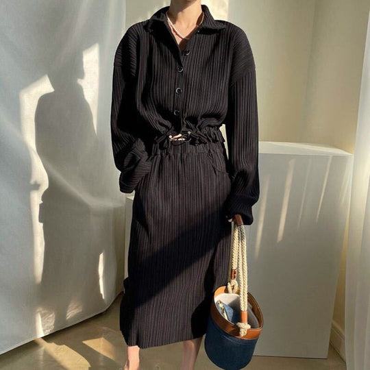 Damen elegantes und modernes Hemdblusenkleid EB