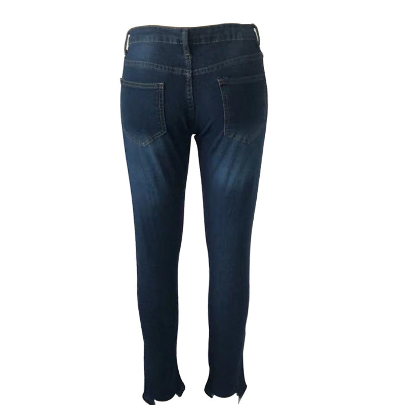 Damen Destroyed Skinny Jeans mit lässigem Schnitt und fransigen Details EB