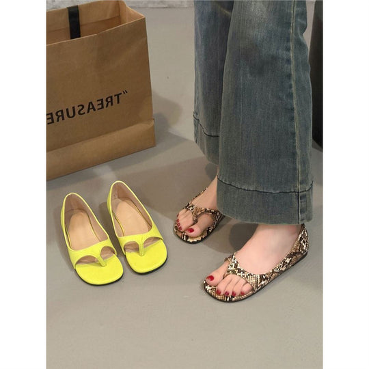 Damen elegante Sommerschuhe mit harmonischem Schlangenlederdesign EB