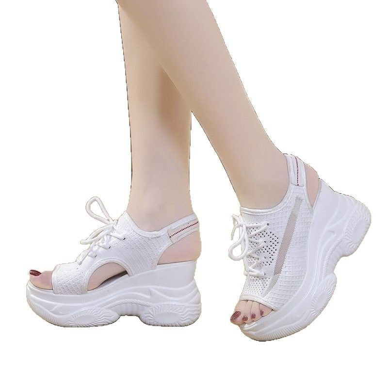 Damen Sportliche Plateau-Sandalen mit atmungsaktiver Obermaterial EB