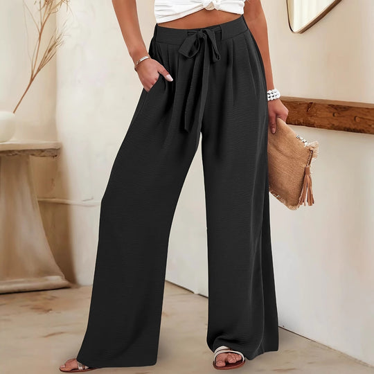 Damen Leichte und luftige Palazzohose mit seitlichen Taschen EB