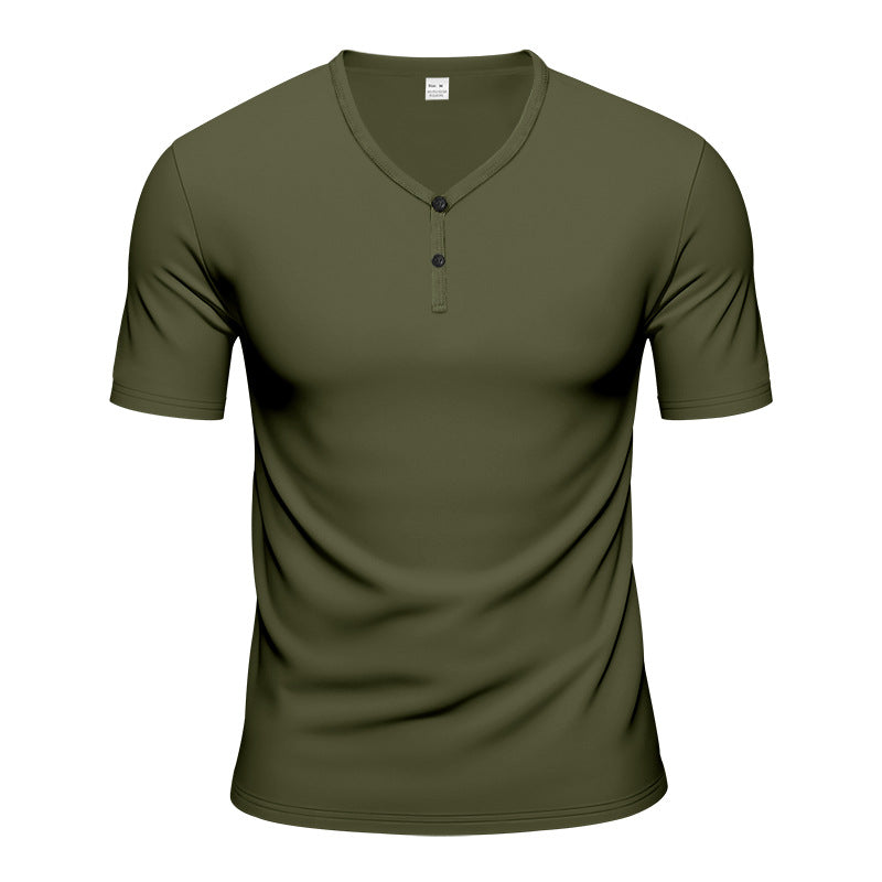 Herren Kurzarm Henley-T-Shirt mit atmungsaktiver Struktur EB