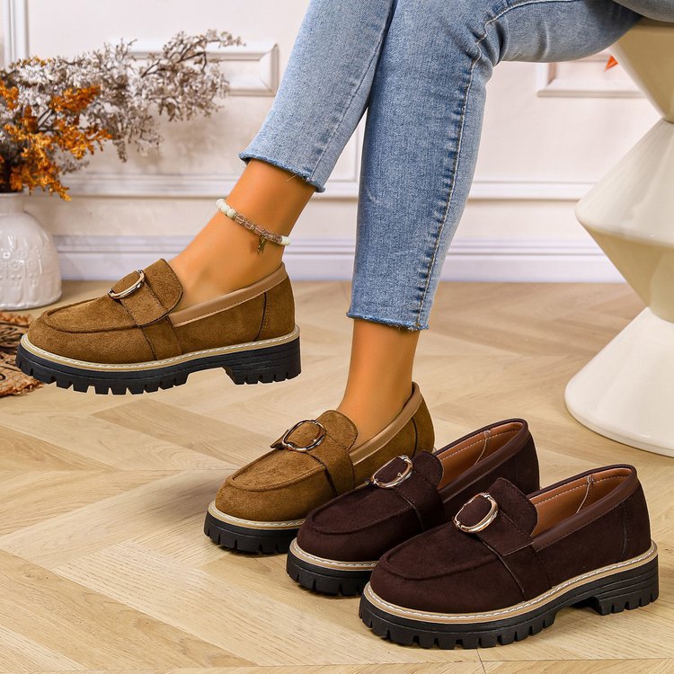 Damen Mokassins mit trendigem Schnallen-Design und rutschfester Profilsohle EB