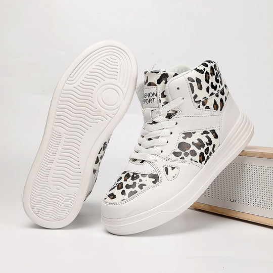 Damen Sneaker mit modischem Leopardenmuster und hoher Sohle EB