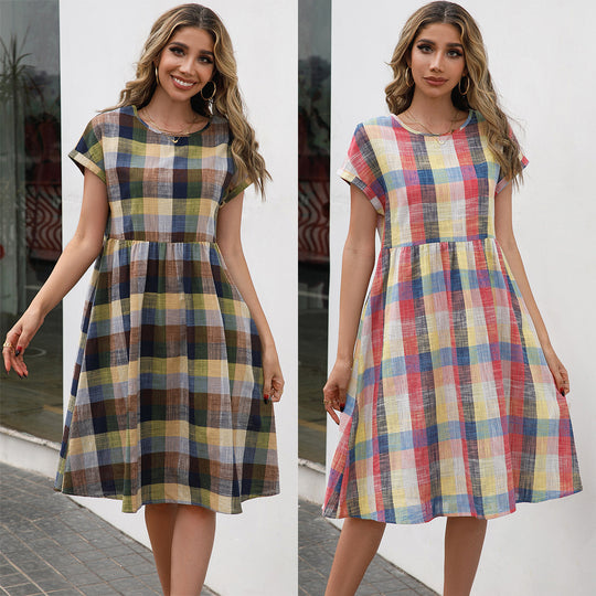Damen Karofreizeitkleid aus luftiger Baumwolle mit bequemer Passform EB