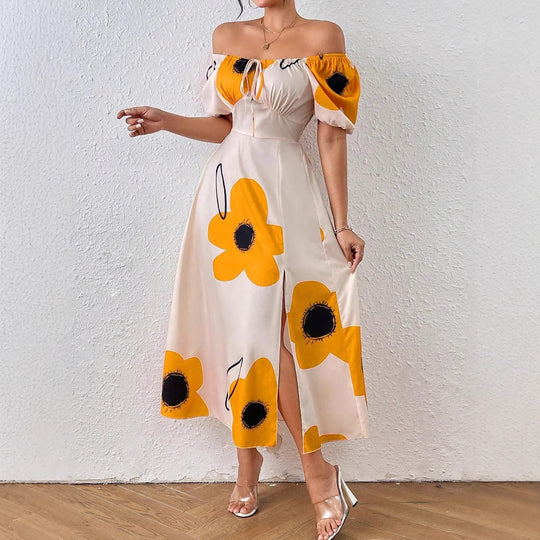 Damen Blütenverziertes Sommerkleid EB