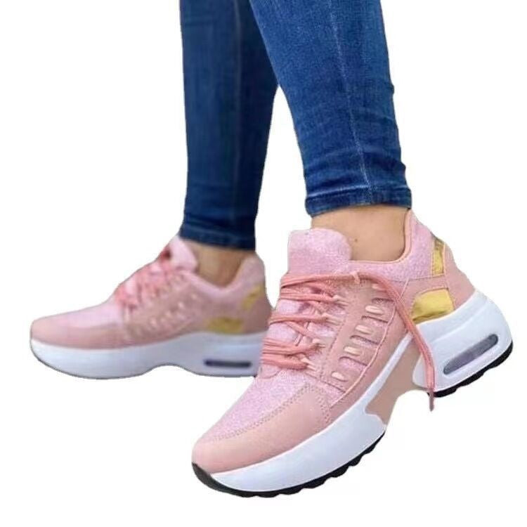 Damen Chunky-Plateau-Sneaker mit luftgepolsterter Sohle und atmungsaktivem Mesh-Obermaterial EB