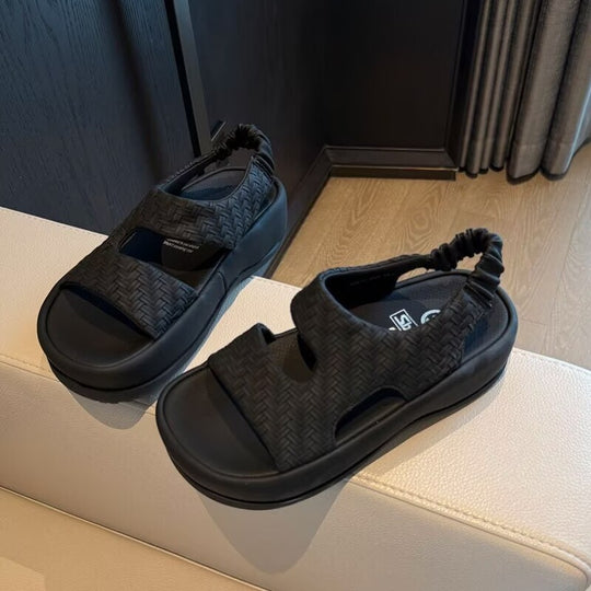 Damen Sandalen mit atmungsaktivem Obermaterial und flexiblem Riemchendesign EB
