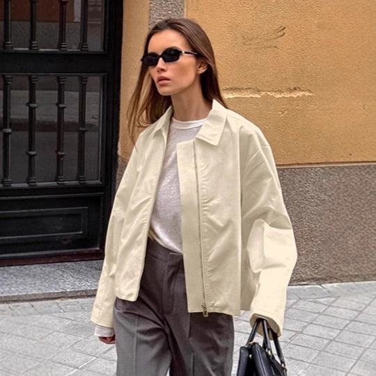Damen Oversized Utility-Jacke mit modernem Zip-Design EB