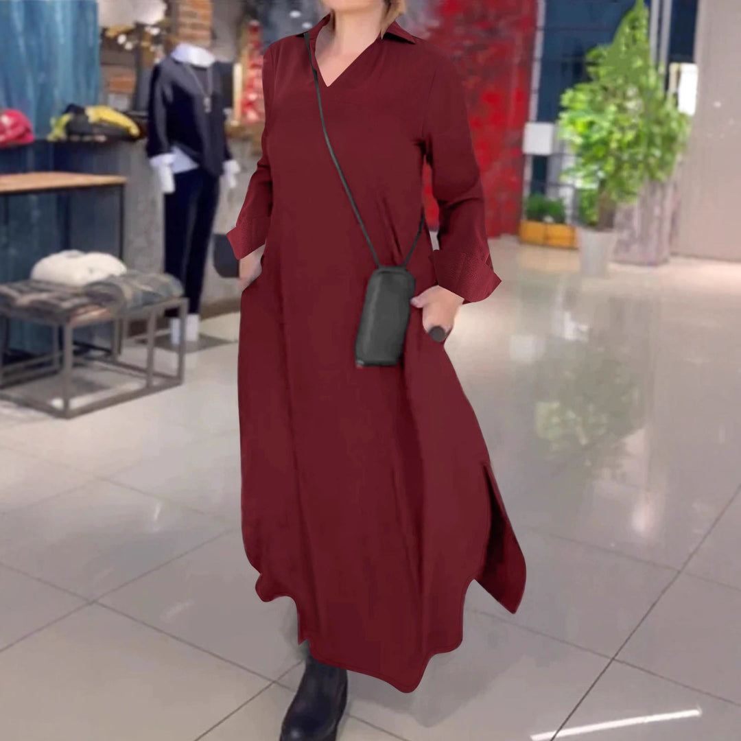 Damen lässiges Hemdkleid mit innovativem seitlichem Schlitz EB
