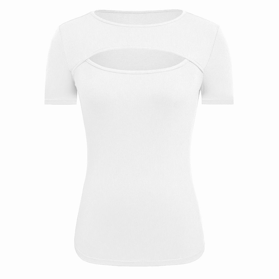 Damen kurzärmliges Oberteil mit trendischem Cut-Out-Design EB