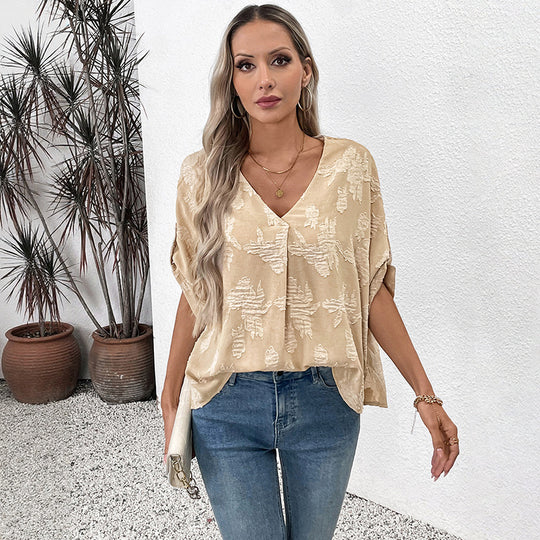 Damen luftige Sommerbluse mit eleganten Schnürdetails und weitem Schnitt EB