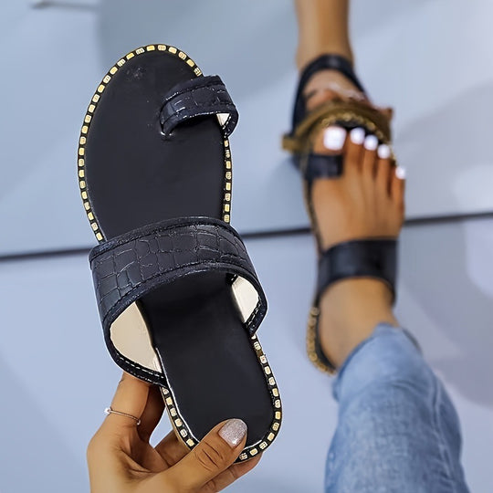 Damen elegante Slide-Sandalen mit luxuriösen goldenen Akzenten EB