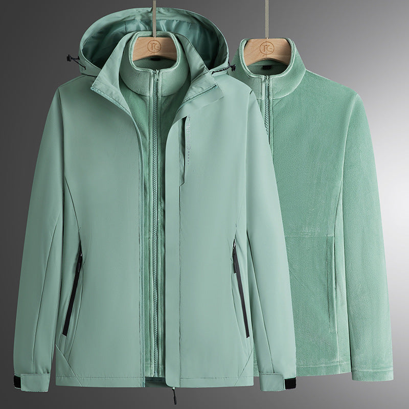 Herren modularer Softshell-Parka mit herausnehmbarer Fleece-Innenjacke, winddichter Außenhülle und verstellbarer Kapuze EB