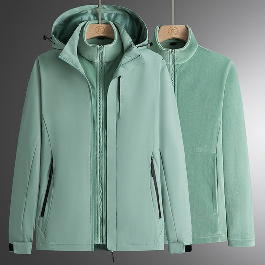 Herren modularer Softshell-Parka mit herausnehmbarer Fleece-Innenjacke, winddichter Außenhülle und verstellbarer Kapuze EB