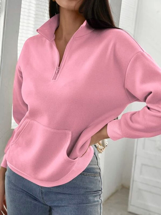 Damen bequemer Stehkragen Pullover EB