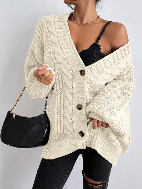 Damen Strickjacke mit oversized Passform und Zopfmuster EB