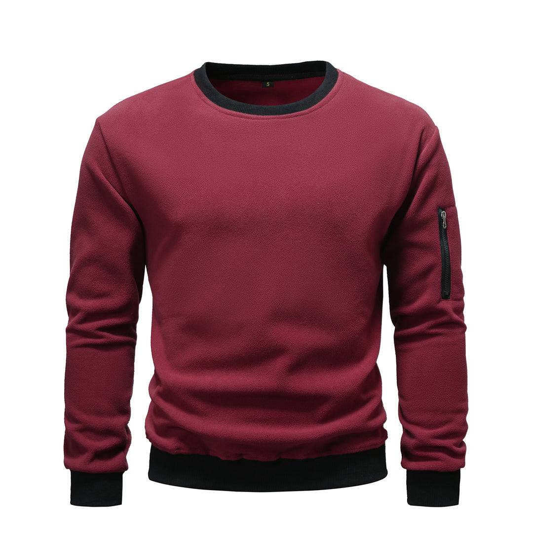 Herren kuscheliger Fleece-Pullover mit Reißverschlusstasche EB
