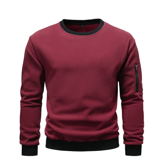 Herren nan Fleece-Sweatshirt mit Rundhalsausschnitt und Ärmeltasche mit Reißverschluss EB