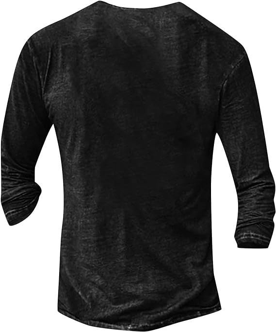 Herren Langarmshirt mit künstlerischem Grafikdruck und praktischem Knopfverschluss EB