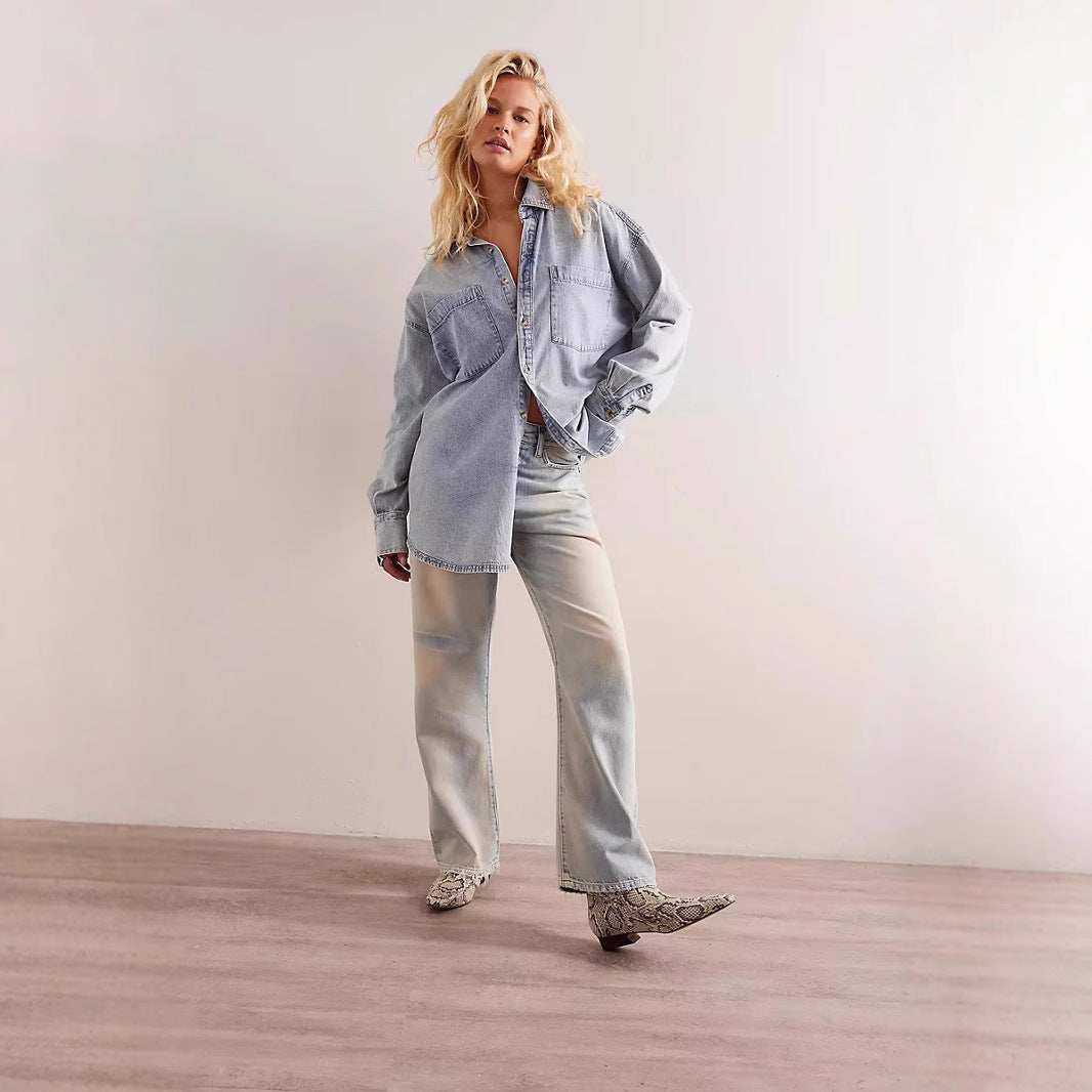 Damen Oversized Denim Hemd EB