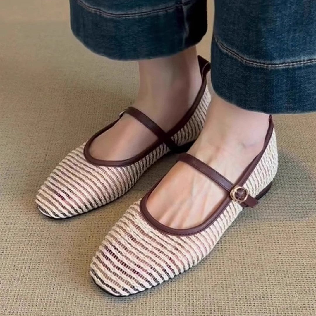 Damen Klassische Ballerinas mit verstellbarem Riemen EB