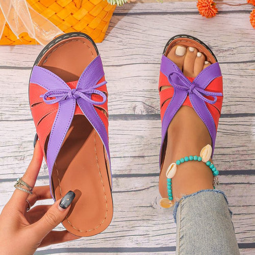 Damen Bequeme und modische Sandalen mit Schleifen-Detail EB