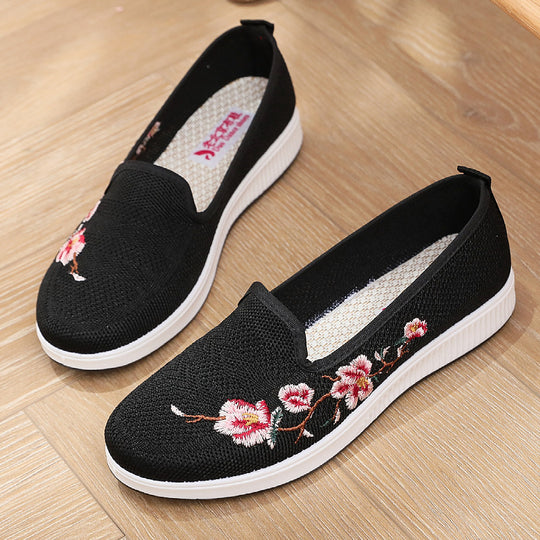 Damen Slip-On Sneaker mit floralem Stickmuster EB