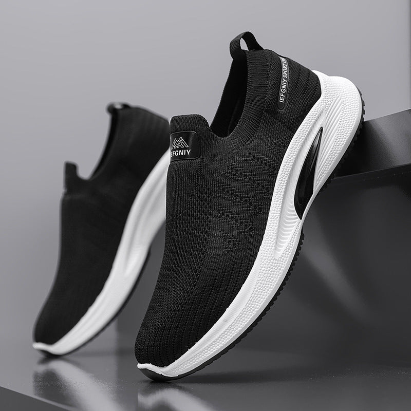 Damen Bequeme Slip-On Sneakers mit atmungsaktivem Strickobermaterial EB