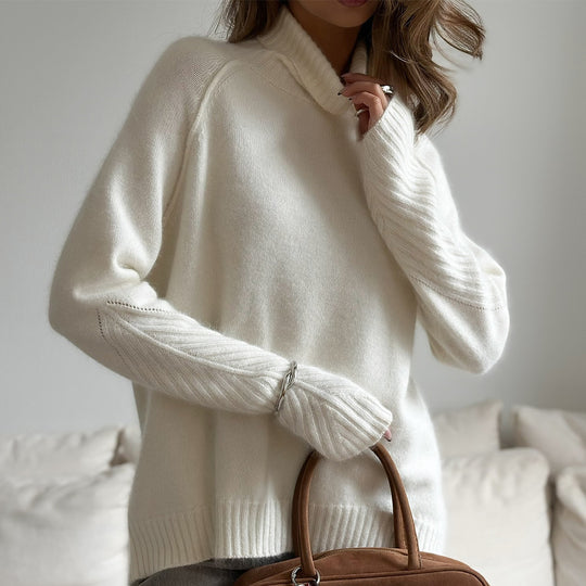 Damen Komfortabler Strickpullover mit Rollkragen EB