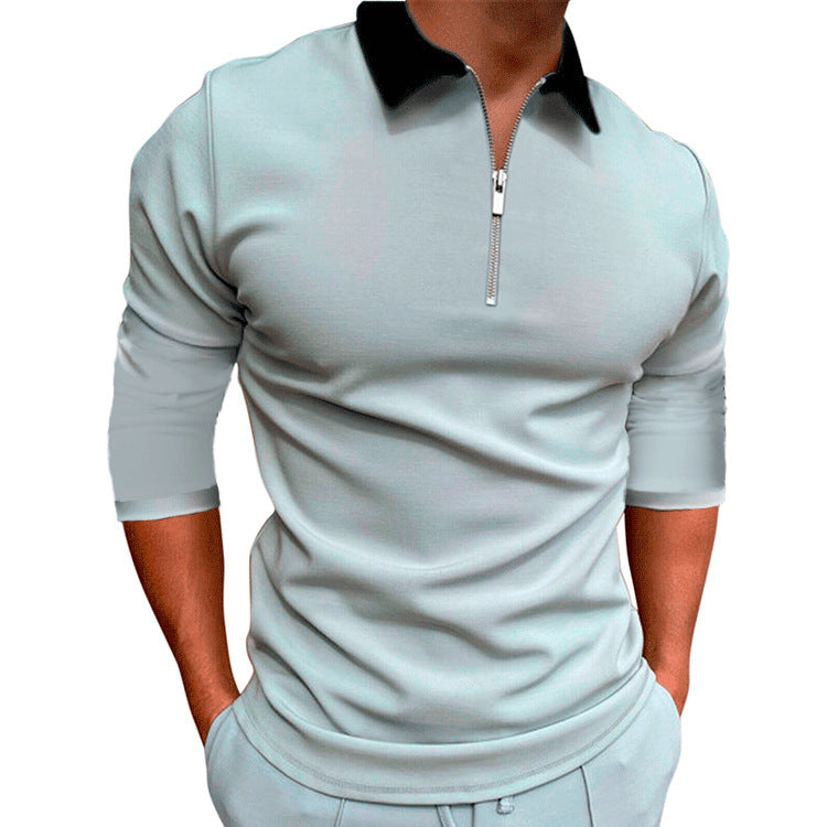Herren sportlicher Pullover mit 1/4 Reißverschluss und kontrastierendem Kragen EB