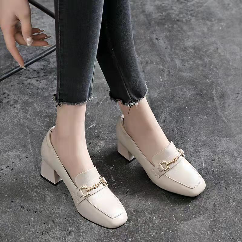 Damen moderne Sling-Pumps mit schickem Quadratverschluss und komfortablem Blockabsatz EB