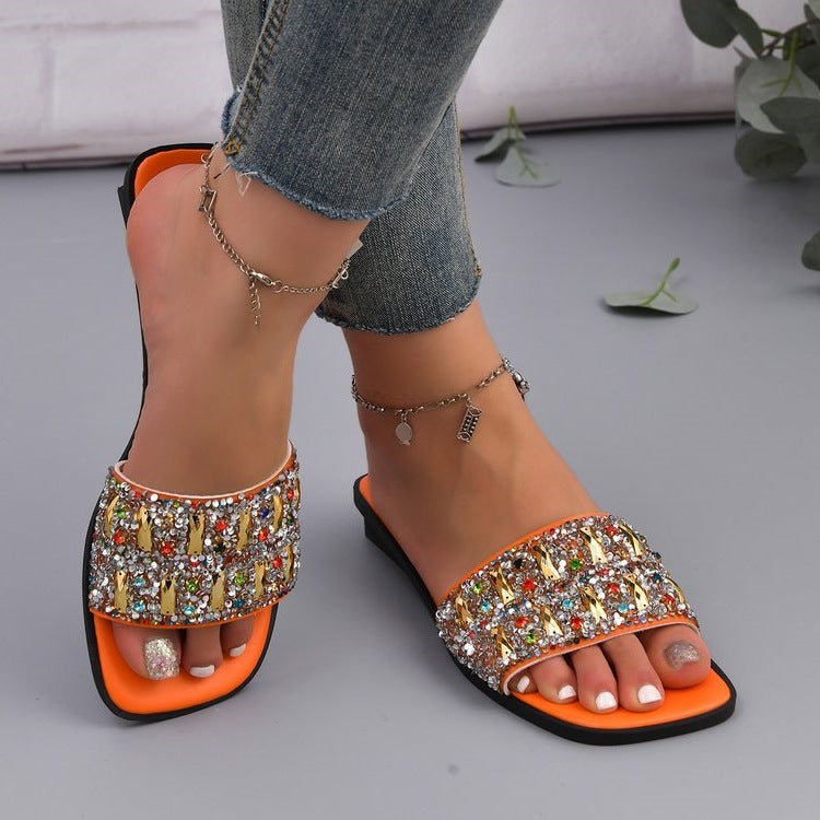 Damen Glamouröse Slides mit funkelnden Akzenten EB