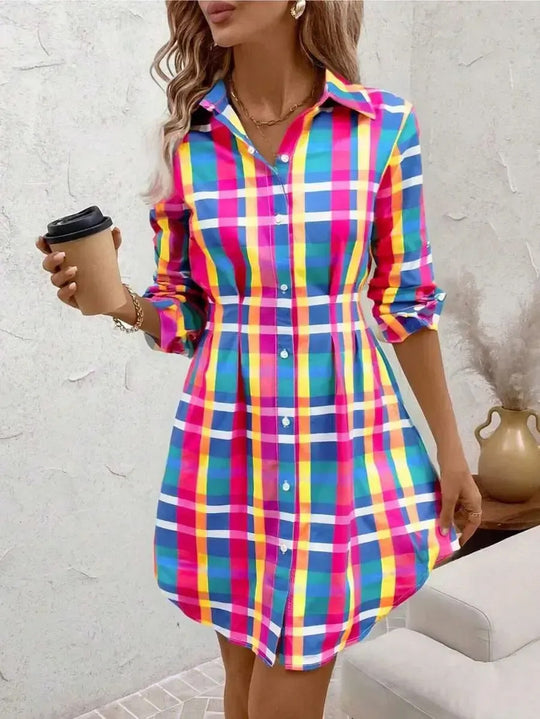 Damen Hemdblusenkleid mit floralen Akzenten und komfortablem Schnitt EB
