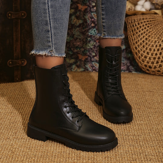 Damen  Schnürstiefel mit seitlichem Reißverschluss und profilierter Gummilaufsohle EB