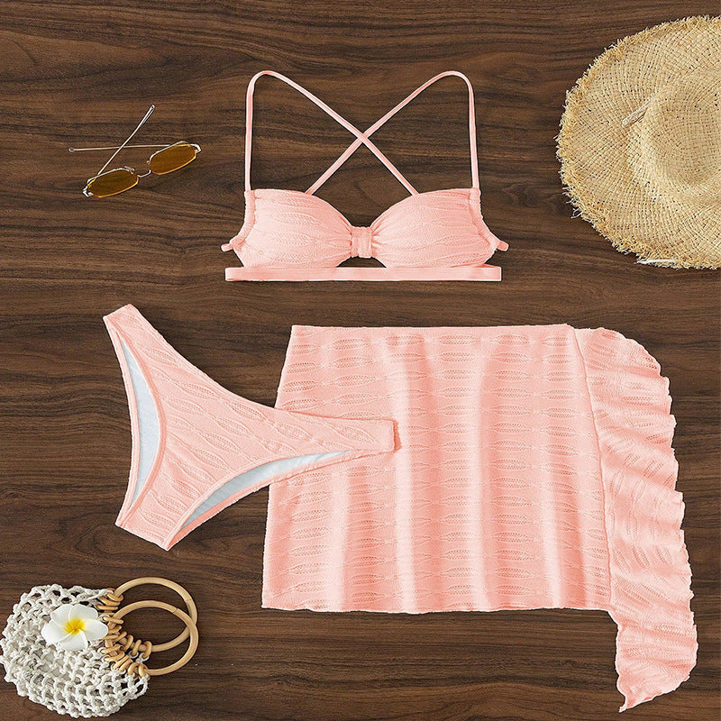 Damen Bikini-Set mit Rüschenshorts und verstellbaren Trägern EB